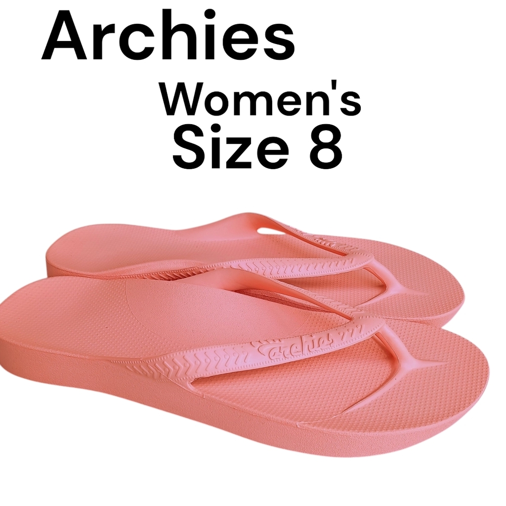 Archies Peach Women's Flip Flops Sandals Size 8 Arch Support